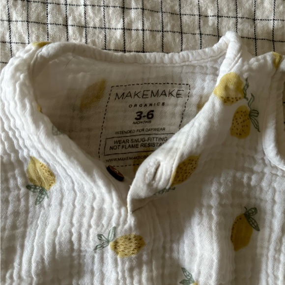 Makemake Organics Lemon Print Muslin Romper - Picture 2 of 2